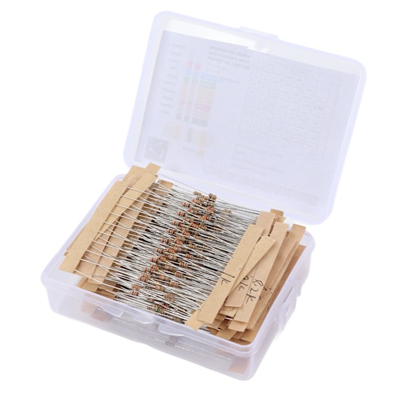 640 stycken kolfilmresistor 64 värden 1/6W nominell effekt 5% kolfilmresistor sortimentssats 1 ohm - 10 megaohm