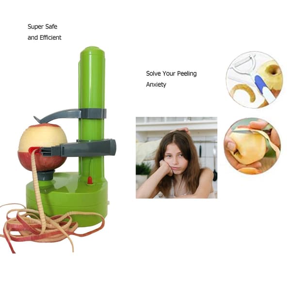 Electric Potato Peeler, Kitchen Vegetable Peeler, Rotating Fast Peeler [Green] Green