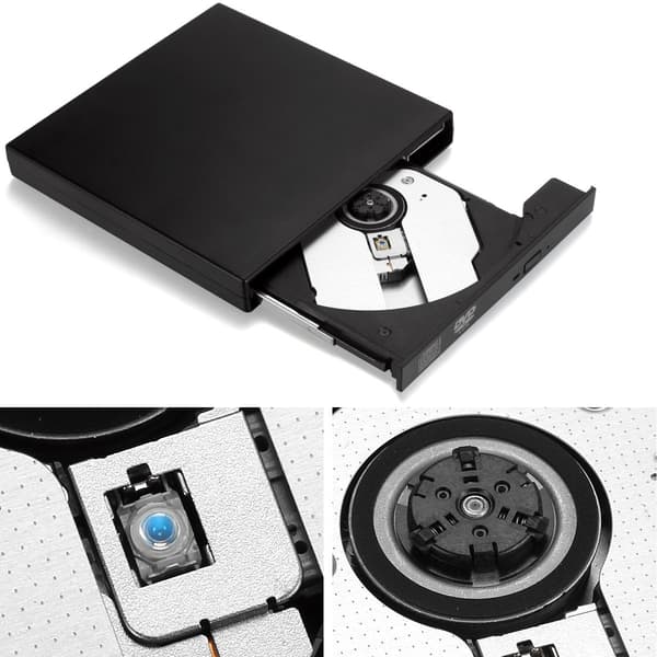 【BQ】Eksternt CD DVD-drev, USB 2.0 Slim Bærbart Eksternt Sort