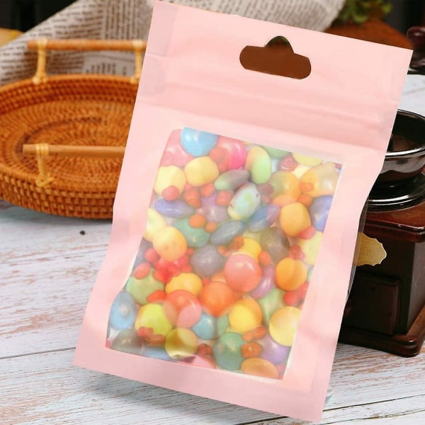 100 st foliepåse Återförslutningsbart Mylar-dragkedja med genomskinligt fönster (6 X 10 cm)