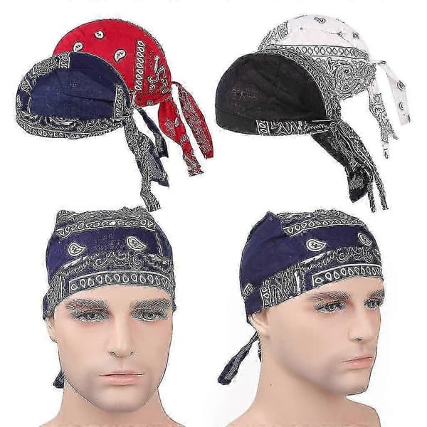 4x Herre Bomull Kemo Kreft Lue Hårtap Hodeplagg Skull Cap Hatt - W