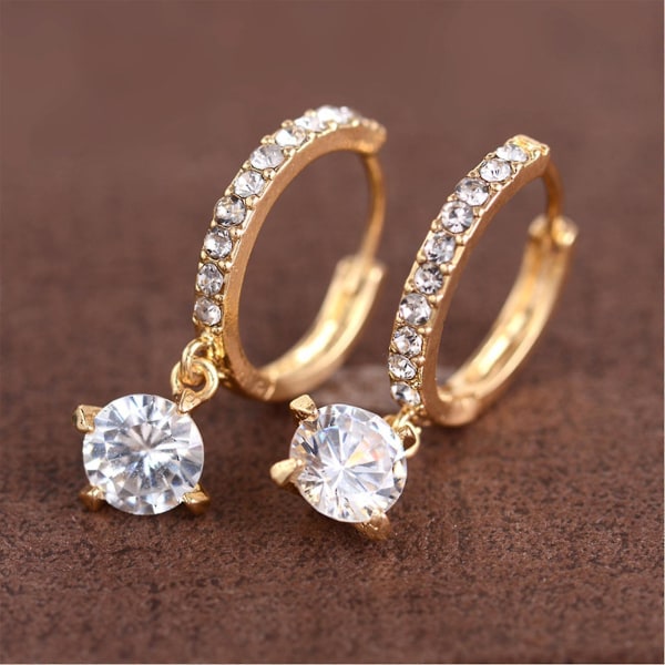 Korean versio koruja Ystävänpäivä lahja Muoti Luxury Full Diamond korvakorut Gold