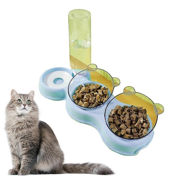 Kæledyrsfoderautomat Drikkevandsfoderautomat Automatisk vandpåfyldning Kat Hund Dobbeltskål Green