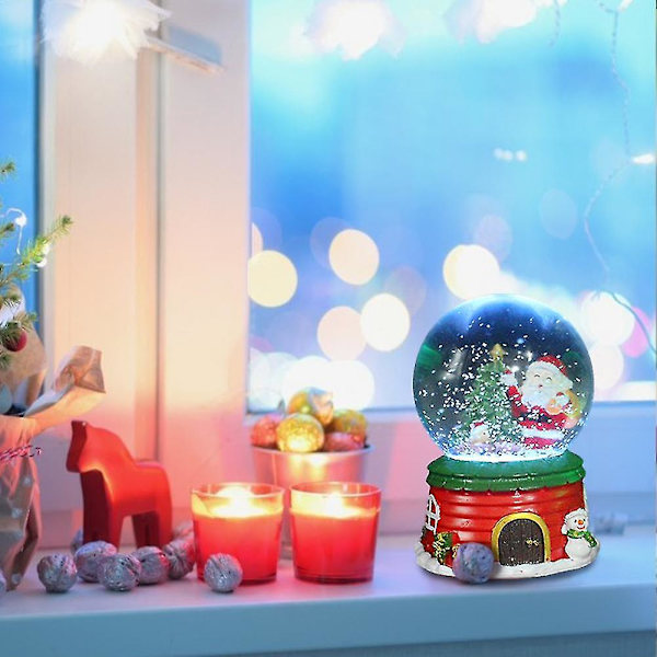 Musikalsk julemand sneglobe glødende musikboldkasse Jul krystalkugle Drømmende vintersnekugler Julepynt Santa and Tree