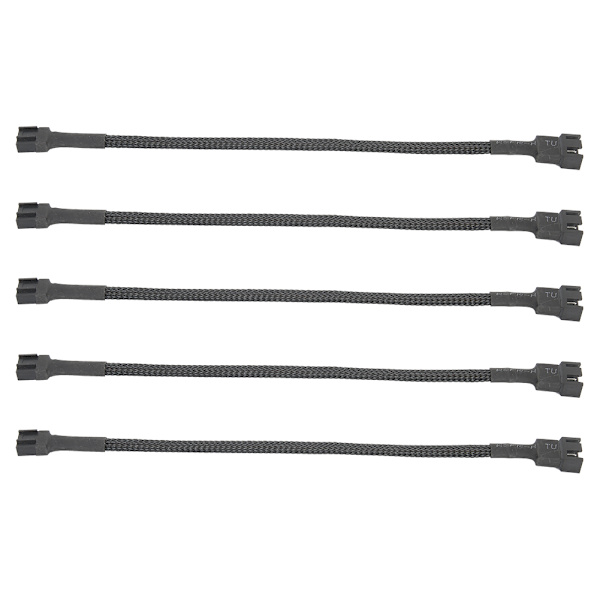 4-stifts CPU-fläktförlängningskabel - 5-pack, flätad repadapter för datorns moderkort