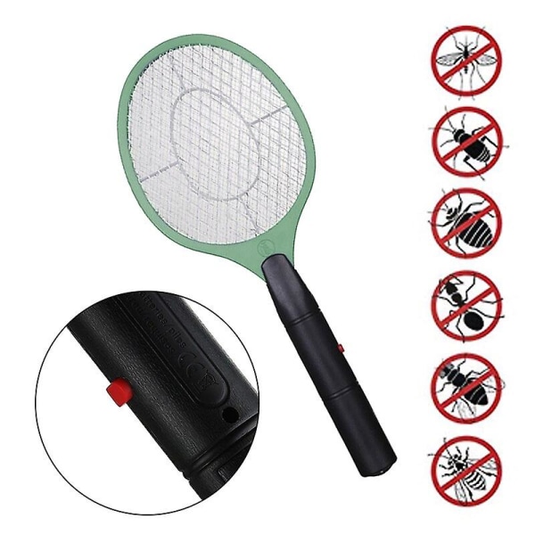 Electric Mosquito Racket Killer Electric Fly Swatter Fryer Flies Cordless Battery Power Bug Zapper Insects Racket Kills Home Bug green