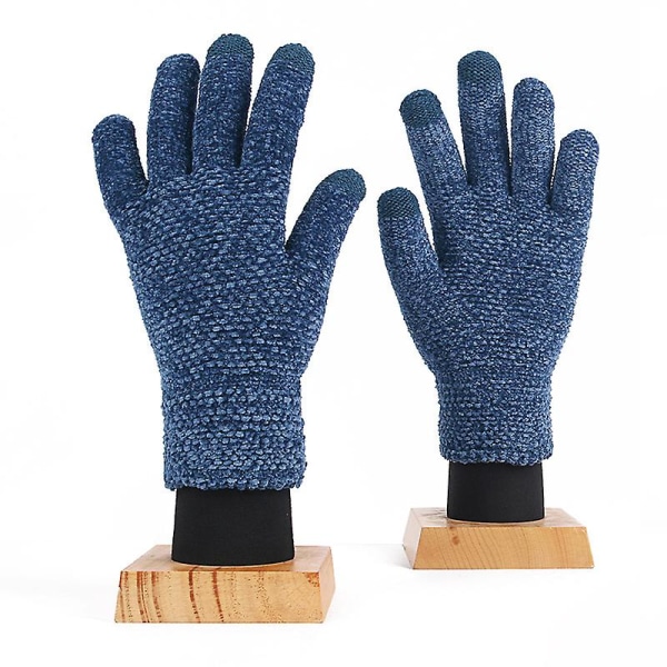 Stickade handskar "pekskärmshandskar dam, varma stickade handskar" (2 par) 17 denim blue