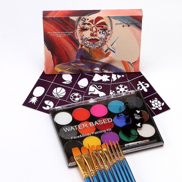 Professional Palette Washable, Face Body Tattoo Paint With Brush For Party, Thanksgiving,cosplay, Christmas