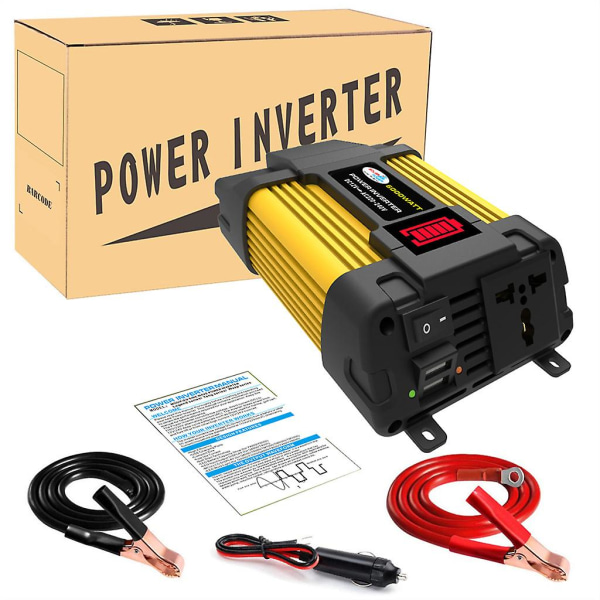 Invertteri DC12V-AC220V 300W ajoneuvon muunnin LED-näyttö DualUSB