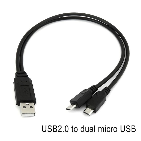 USB 2.0 Type A Han Til Han Dual Micro USB Y Splitter Opladningsdatakabel Ny Dual Micro