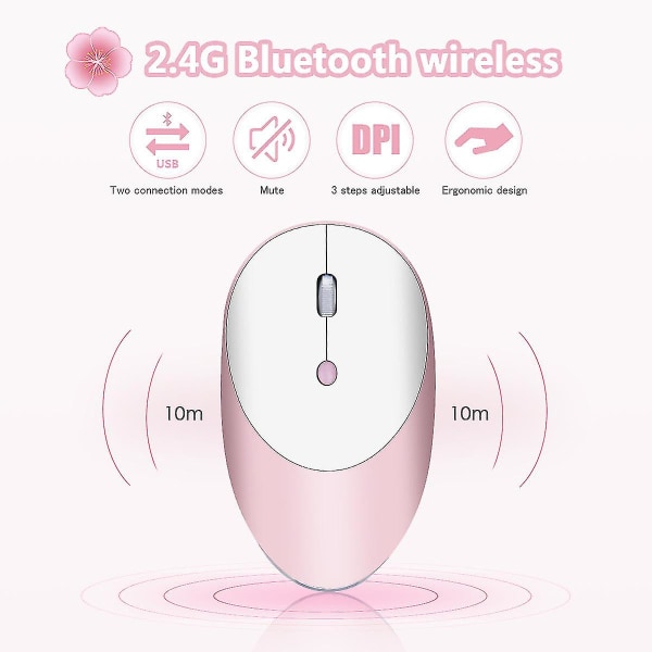 Langaton Bluetooth hiiri, 3 tilaa Bluetooth 5.0 ja 3.0 hiiri 2.4g langaton kannettava optinen hiiri USB -nanovastaanottimella, 1600 dpi