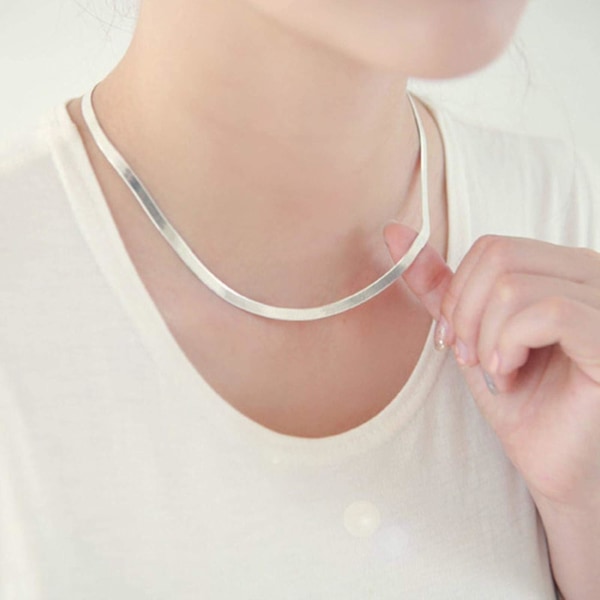 Halsband 4 mm ormkedja för män och kvinnor par i sterling silver smycken bladkedja