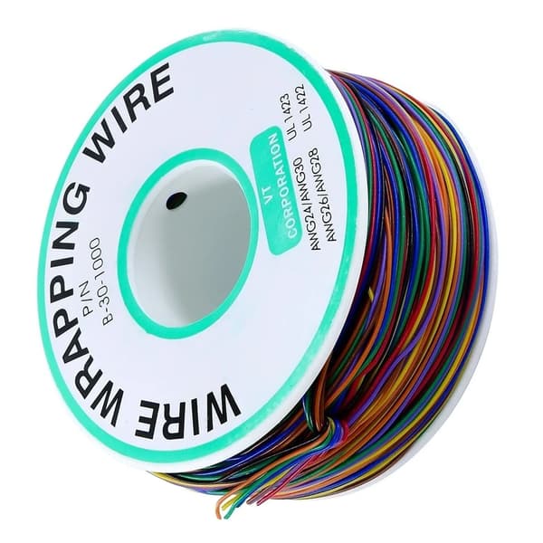 8 Farver Fortinnet Kobber PCB Vikletråd Kabel 30AWG til Luftfart