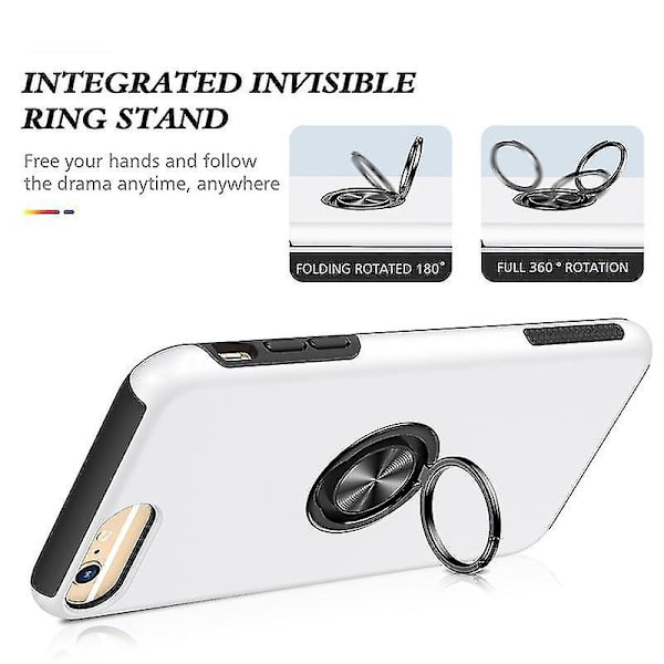 Magneettirengas Kickstand Iskunkestävä phone case Iphone 6 Plus -puhelimelle (musta) Silver