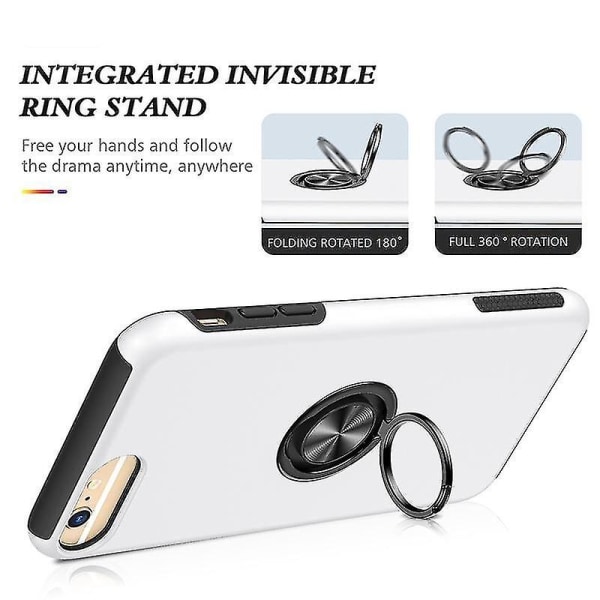 Magnetisk Ring Kickstand Stødsikkert telefoncover til Iphone 6 Plus (sort) Silver