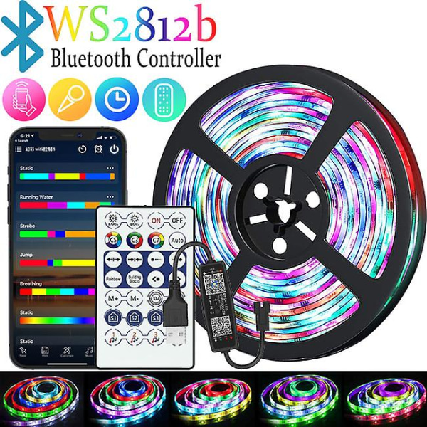 5V RGB flash color changing magic color USB light bar ws2812b horse racing water table breathable atmosphere LED strip light (1m)