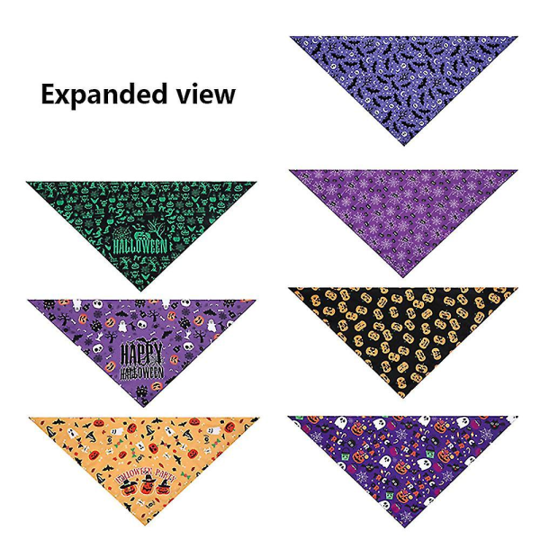 2 Pakke Halloween Hunde Bandanas Triangle Bibs Hundeskjerf For Halloween Party Pet Kostyme D