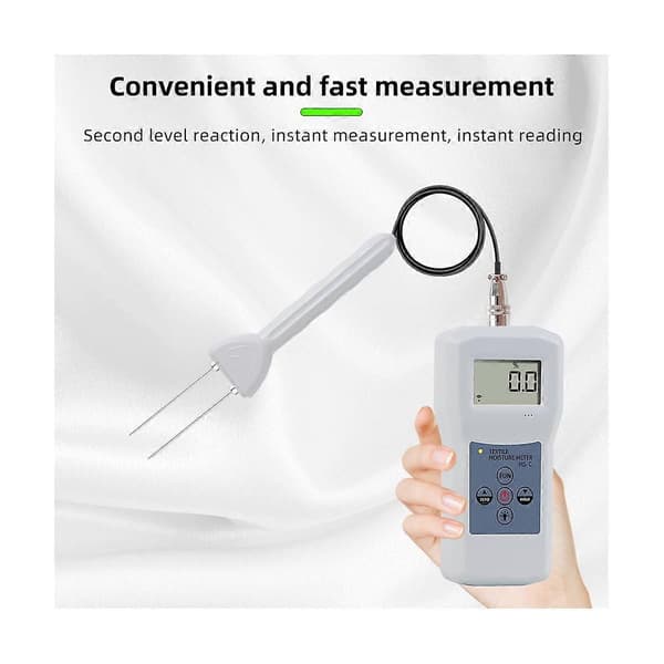 【BQ】Garnfugtighedsmåler Uld Silke Uldtekstilmaterialer Fugtighedstester LCD Digital Display Bomuld Vit