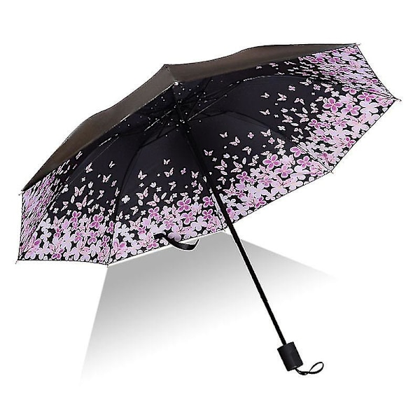 Sateenvarjo Miesten Sateen Nainen Tuulenpitävä Suuri Paraguas 3D Print Sunny Anti-Sun 3 Kokoontaittuva Sateenvarjo Outdoor Parapluie B