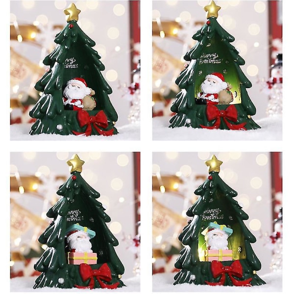 Julebordpynt harpiks håndværk julemand med juletræ harpiks ornamenter til hjemmet 1