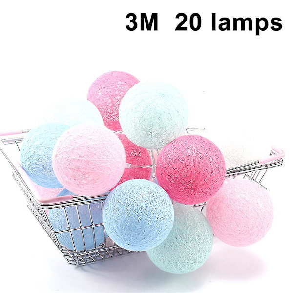 Cotton Ball Fairy Lights Led batteridrivna String Fairy Light