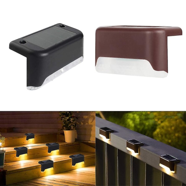 8/12 st Led Solar Däck Steg Vägglampor Vattentät Trädgård Landskap Steg Däck Belysning Utomhus trappa Väggbelysning White 8Pcs Black Case