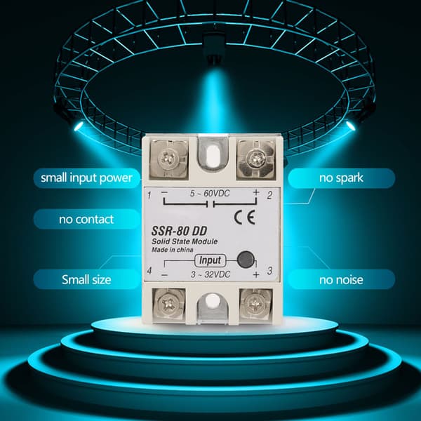 DCAC Industriell Solid State Relé SSR80DD 80A 3-32VDC til 5-200VDC