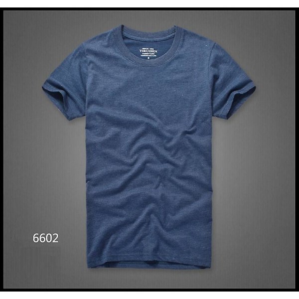 T-shirt til mænd 100% bomuld Casual T-shirts Ensfarvet kortærmede bløde toppe Anti-krympe og anti-fade gray blue L60 70kg