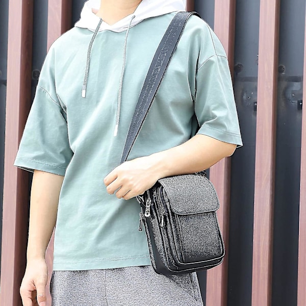 Liten läderväska för män Crossbody-handväska axelremsväskor för män Handväska Daypack Magnetisk spänne-wtake