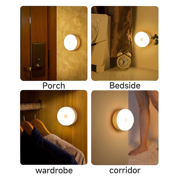 Bevægelsessensor Lys Led Usb Natlys Genopladelig Lampe Til Køkken Soveværelse Trapper Skab Entre Skab Garderobe Natlys White 2PC