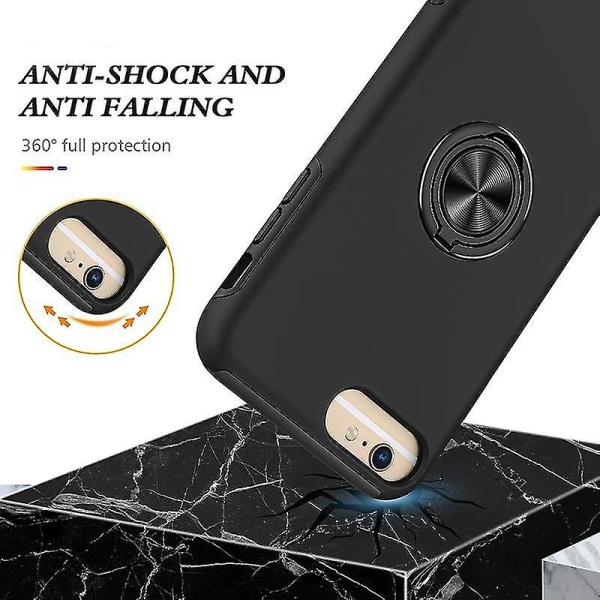 Magneettirengas Kickstand Iskunkestävä phone case Iphone 6 Plus -puhelimelle (musta) Black