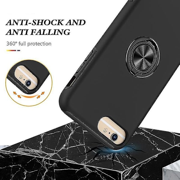 Magnetisk ring Kickstand Stötsäkert phone case för Iphone 6 Plus (svart) Black