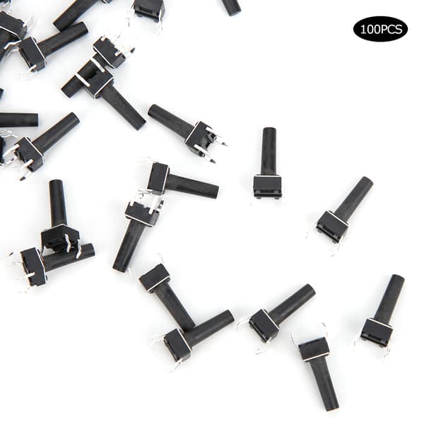 100 stk. Momentær taktil bryter Micro Button Engineering Plastic DC 12V 50mA DIP 6x6x15mm