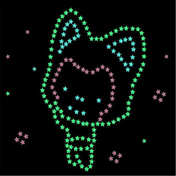 100 stk 3d Stars Glow In Dark Luminous Wall