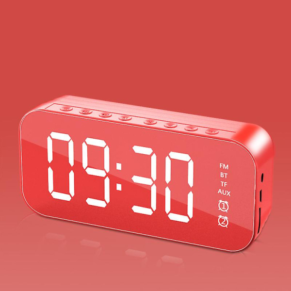 Multifunktionell LED digital väckarklocka, Bluetooth högtalare, bordsbord med lysande elektronisk musikdosa red