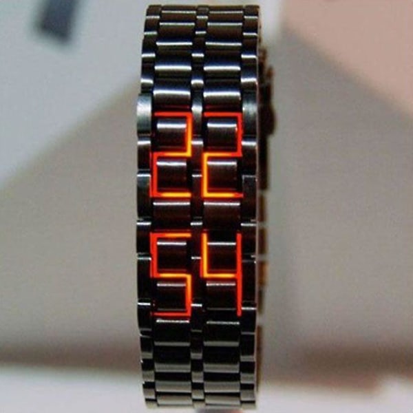 Lyx Svart Full Metal Digital Lava Watch- Unisex