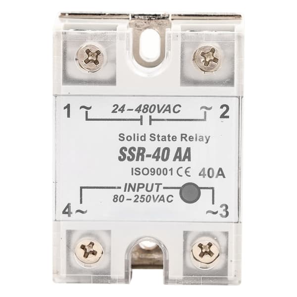 SSr 40AA 40A Solid State Relämodul AC-AC Ingång 90-250V AC Utgång 24-480V AC