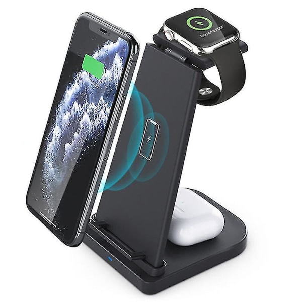 Trådløs oplader Tre-i-en Multifunktions Mobiltelefon Trådløs Hurtigopladning Opladningsstander Til Iphone Watch Headset