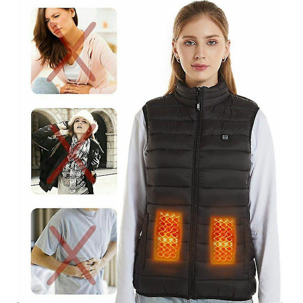 Vinter Utomhus Män Eluppvärmd Jacka USB Värmeväst Vinter Thermal Fjäder Camping Vandring Varm Jaktjacka 9 Områden Uppvärmd Svart M