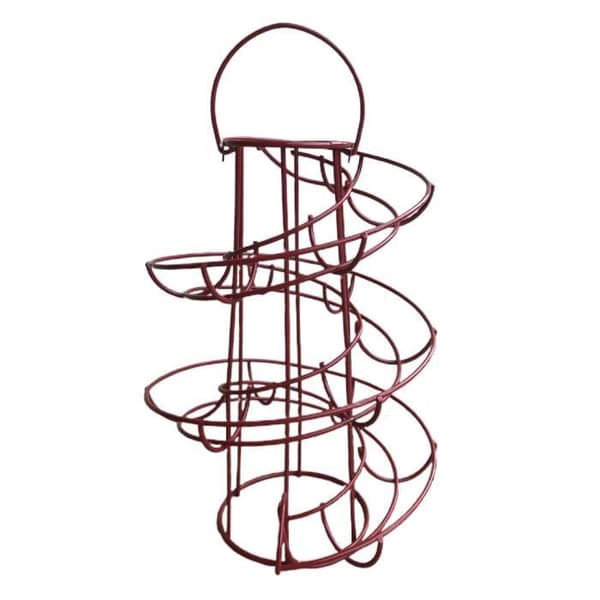 Moderne Spiral Eggrullestativ Holder Plassbesparer for 24 Egg (Rød)