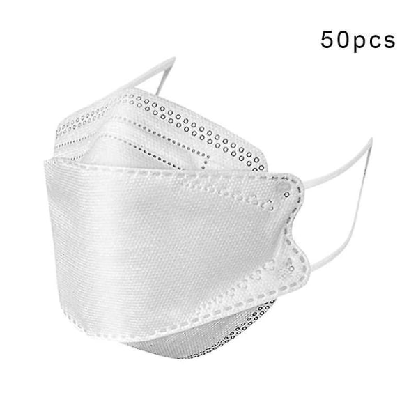 10/30/50 stykker Engangs ansiktsmasker for voksne ekte 4 lags pannebånd Justerbar nesestropp pustende 50 STK Hvit 50PCS White