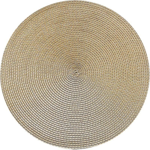 2 stk Rundvævet dækkeserviet Fashion Pp Spisebordsmåtte Disc Pads 38CM gold