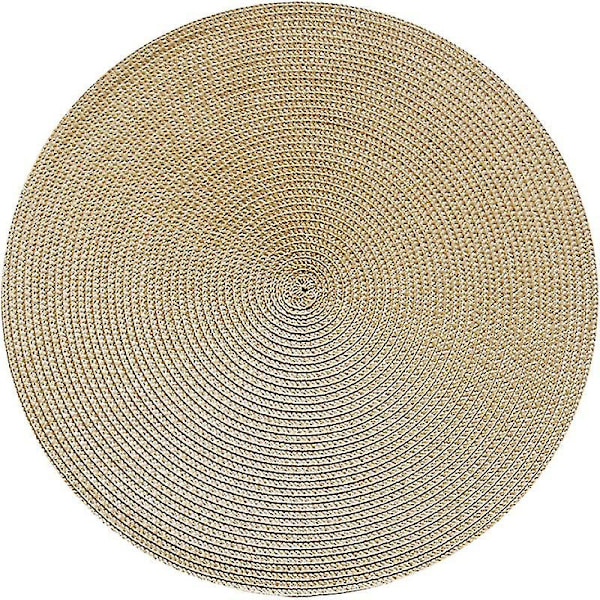2stk Rundvev dekkematte Mote Pp Spisebordmatte Disc Pads 38CM gold
