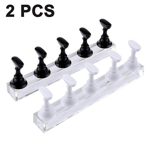 2 Set Acrylic Nail Art Practice Stands Magnetiska Nageltips Hållare ST2