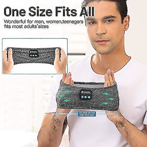 3 in 1 Bluetooth Sleeping Kuulokkeet Urheilupääpanta Ohut Pehmeä Joustava Mukava Langaton Musiikkikuulokkeet Sivuun Sleeping Silmänaamari Grey