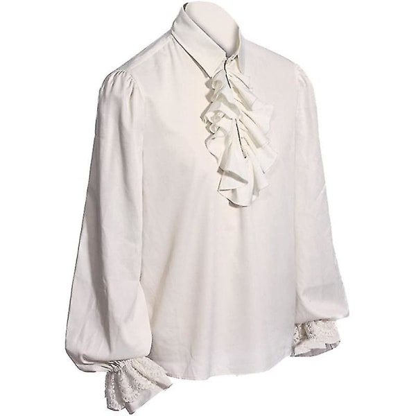 Mens Medieval Victorian Steampunk Shirt Costume white XL