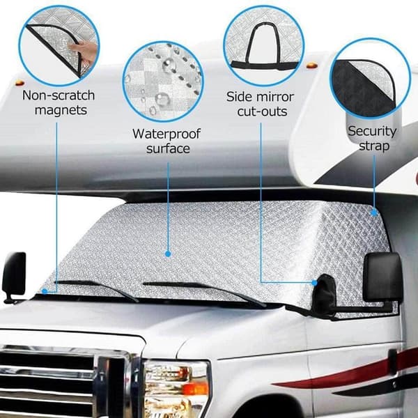 【BQ】Compatible with RV Windshield Sunshade for C 1997-2022 4-Layer Thick Snow Cover for RV Windshield