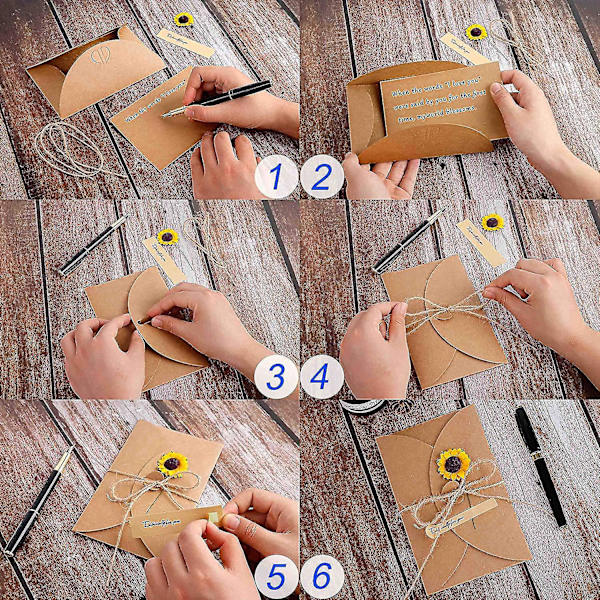 Gratulationskort 10 bitar Födelsedagskort Set Retro Kraftpapper Tomma kuvert Torkade blommor Dekorera