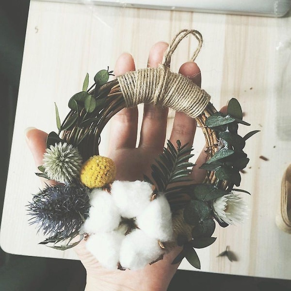 Kuivatut kukka tee itse materiaali rottinki seppele DIY laukku riipus autoon riippuva sisustus Edelweiss 15cm