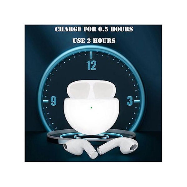 Nye Pro6 Hvid-sort høretelefon trådløse Bluetooth Pods